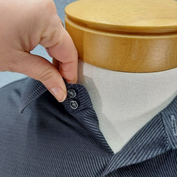 Zanetti Men's Button Down Gray Ribbed Dress Shirt 100% Cotton 17 Made in Italy - Picture 3 of 8